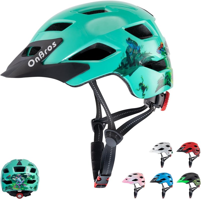 OnBros Kids Bike Helmet - Bike Helmets for 5-14 Boys or Girls with Visor, Children Bicycle Helmet for Skateboard Mountain Scooter Road Cycling, Lightweight and Adjustable 50-57CM - Image 1